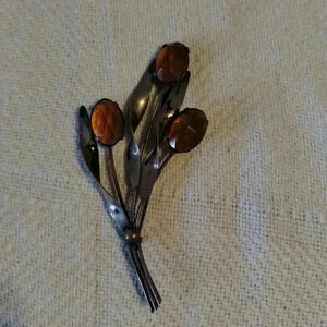 Vintage signed Truart sterling floral brooch
